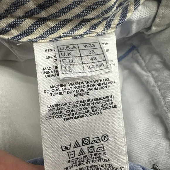 Brooks Brothers Bermuda Shorts Baird McNutt Irish Linen Blend Size 33 Solid Blue - Picture 8 of 9